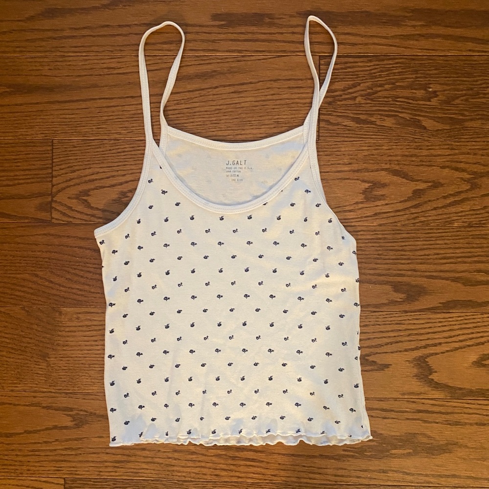 Brandy Melville White Floral Tank Top